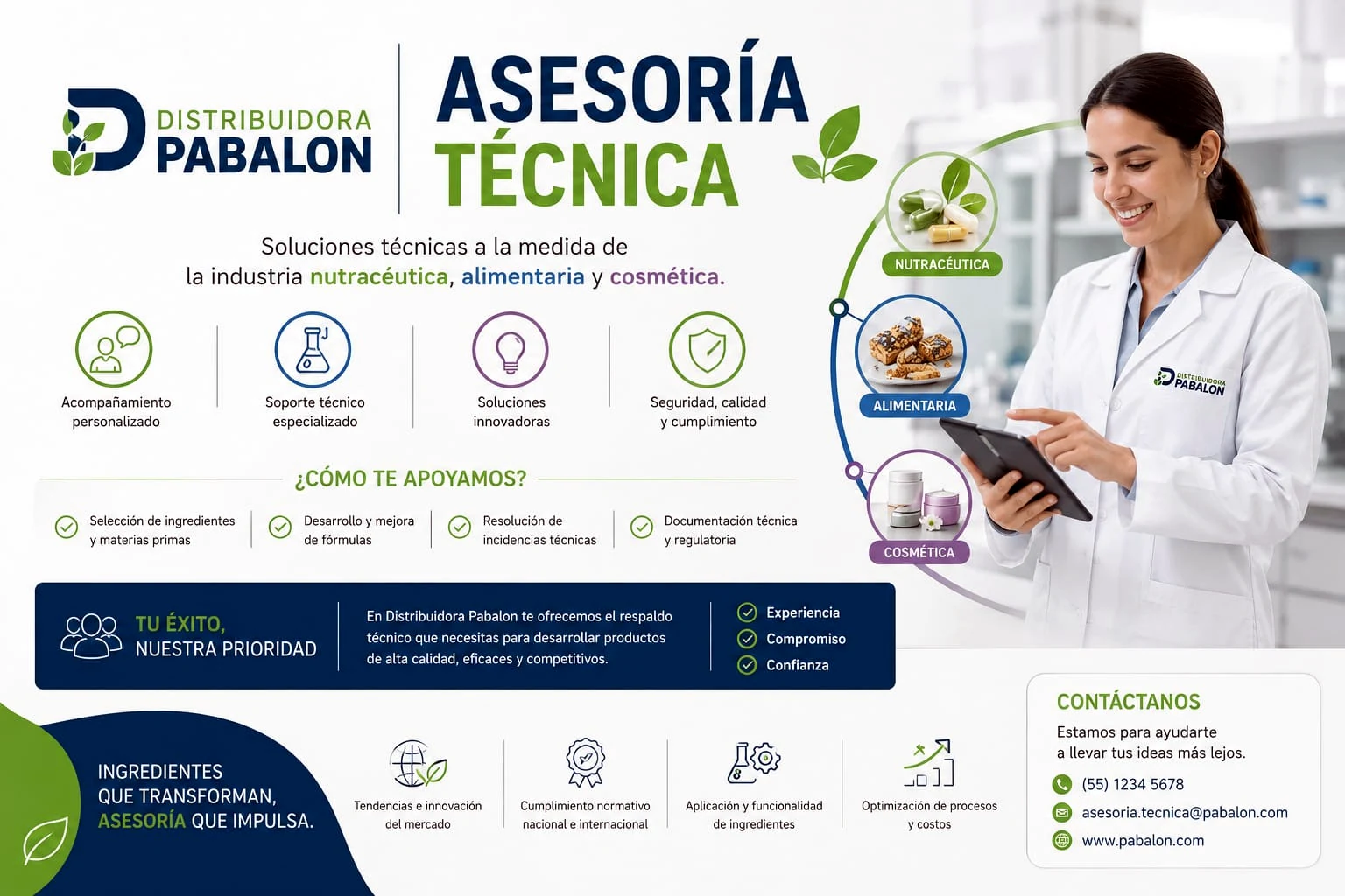 Asesoria tecnica para industria nutraceutica alimentaria y cosmetica